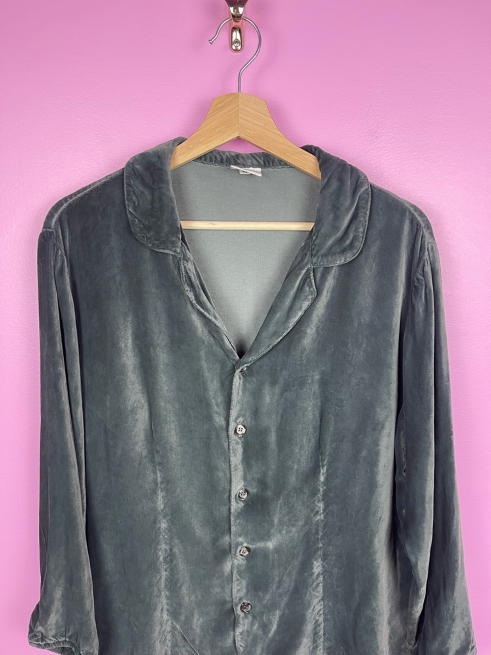 CP Shades Velvet Button-Up Shirt Jewel Green Women’s Medium Sausalito - Picture 4 of 10